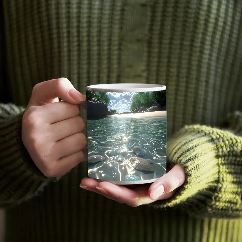 Tropical Beach Clear Water Shells Sunshine – Mugs