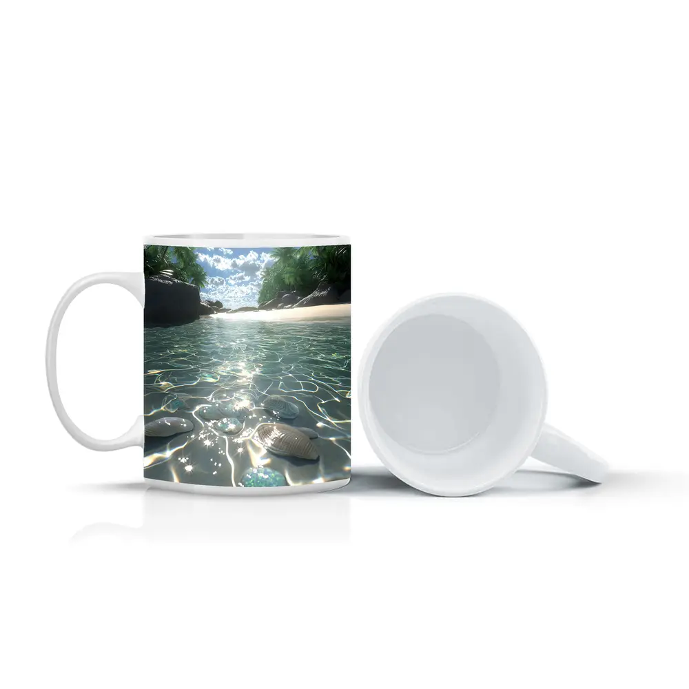 Tropical Beach Clear Water Shells Sunshine – Mugs