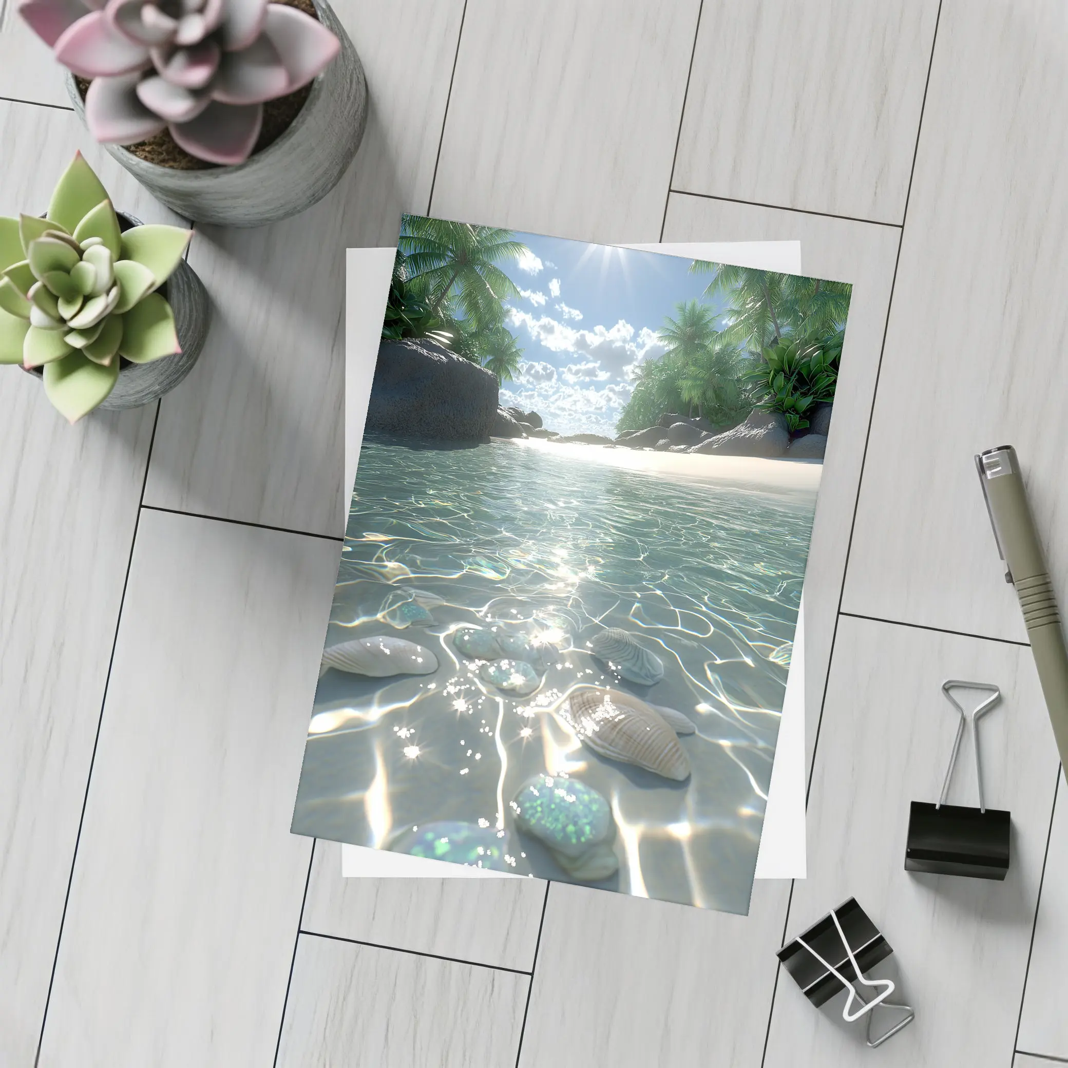 Tropical Beach Clear Water Shells Sunshine – Postcards