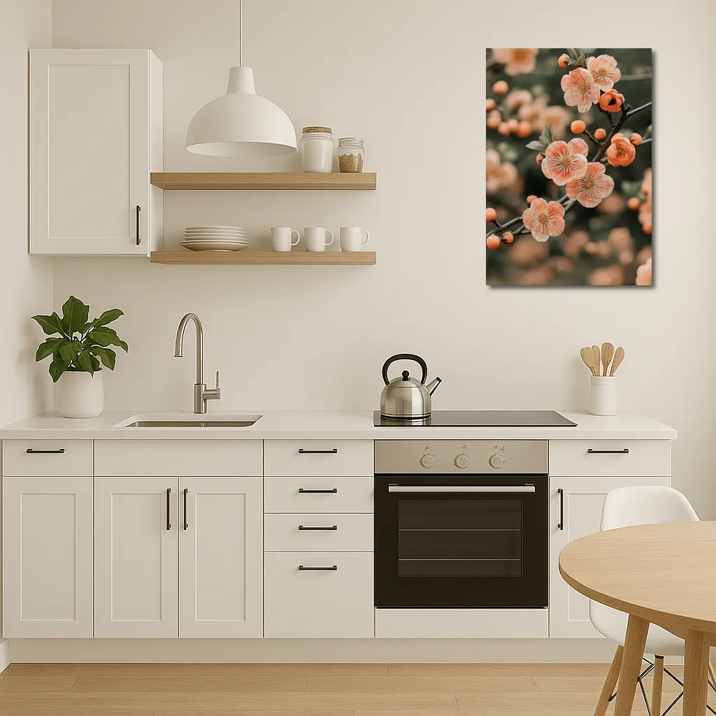 Peach Cherry Blossoms Branch Soft Bokeh – Wall Art