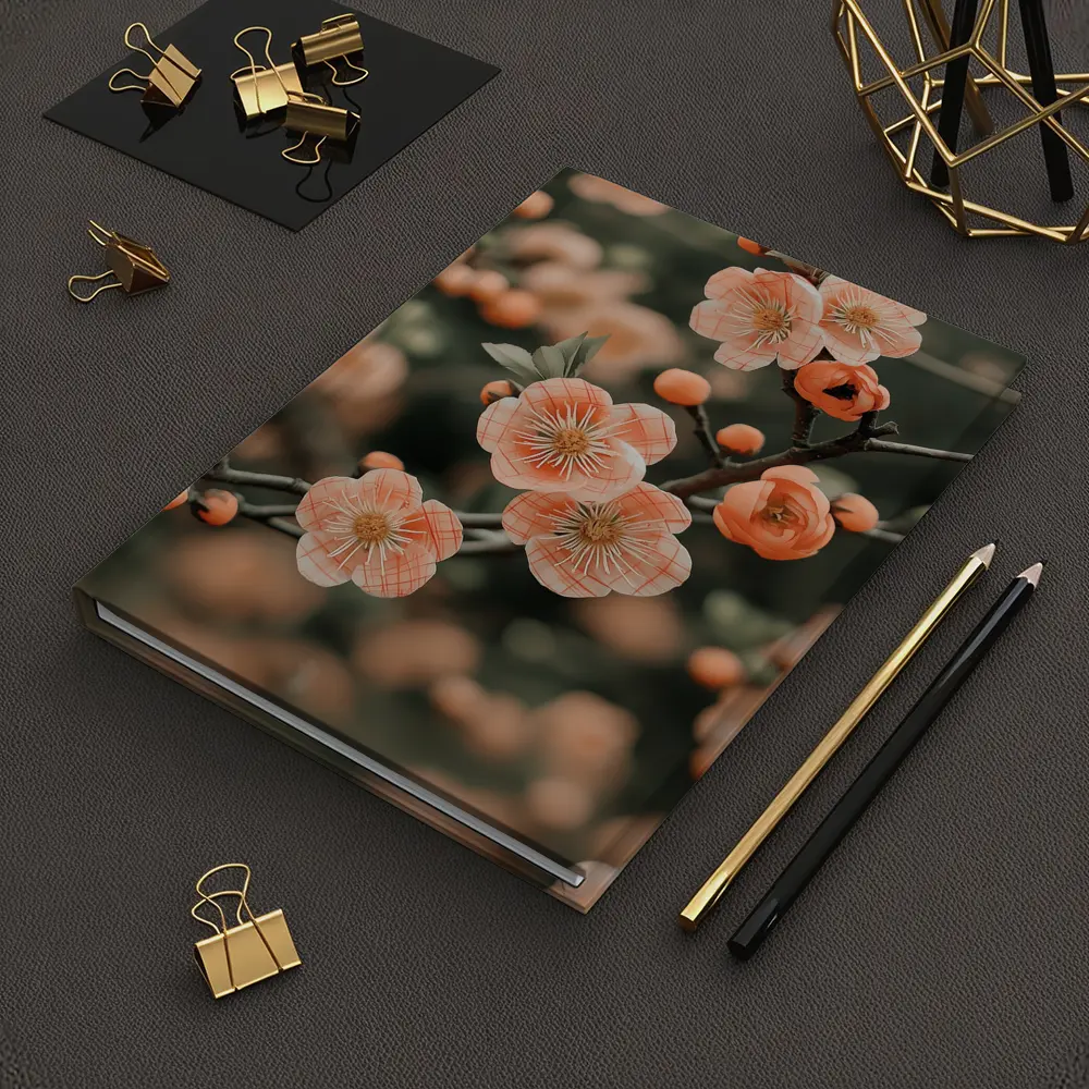 Peach Cherry Blossoms Branch Soft Bokeh – Notebooks