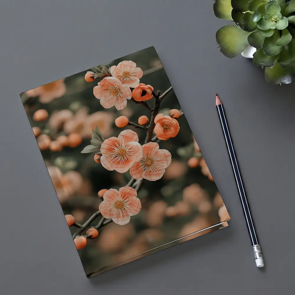 Peach Cherry Blossoms Branch Soft Bokeh – Notebooks