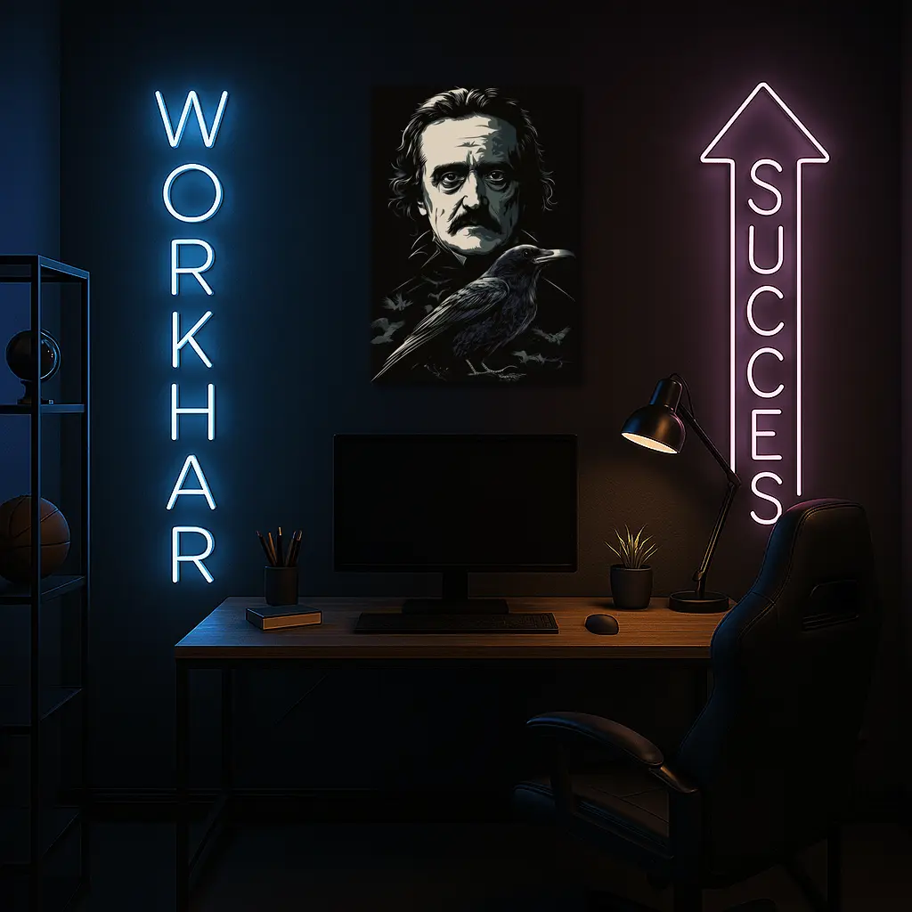 Edgar Allan Poe Dark Portrait With Raven – Wall Art
