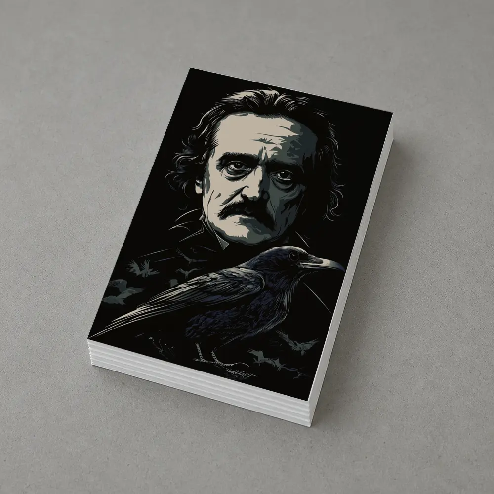 Edgar Allan Poe Dark Portrait With Raven – Postcards