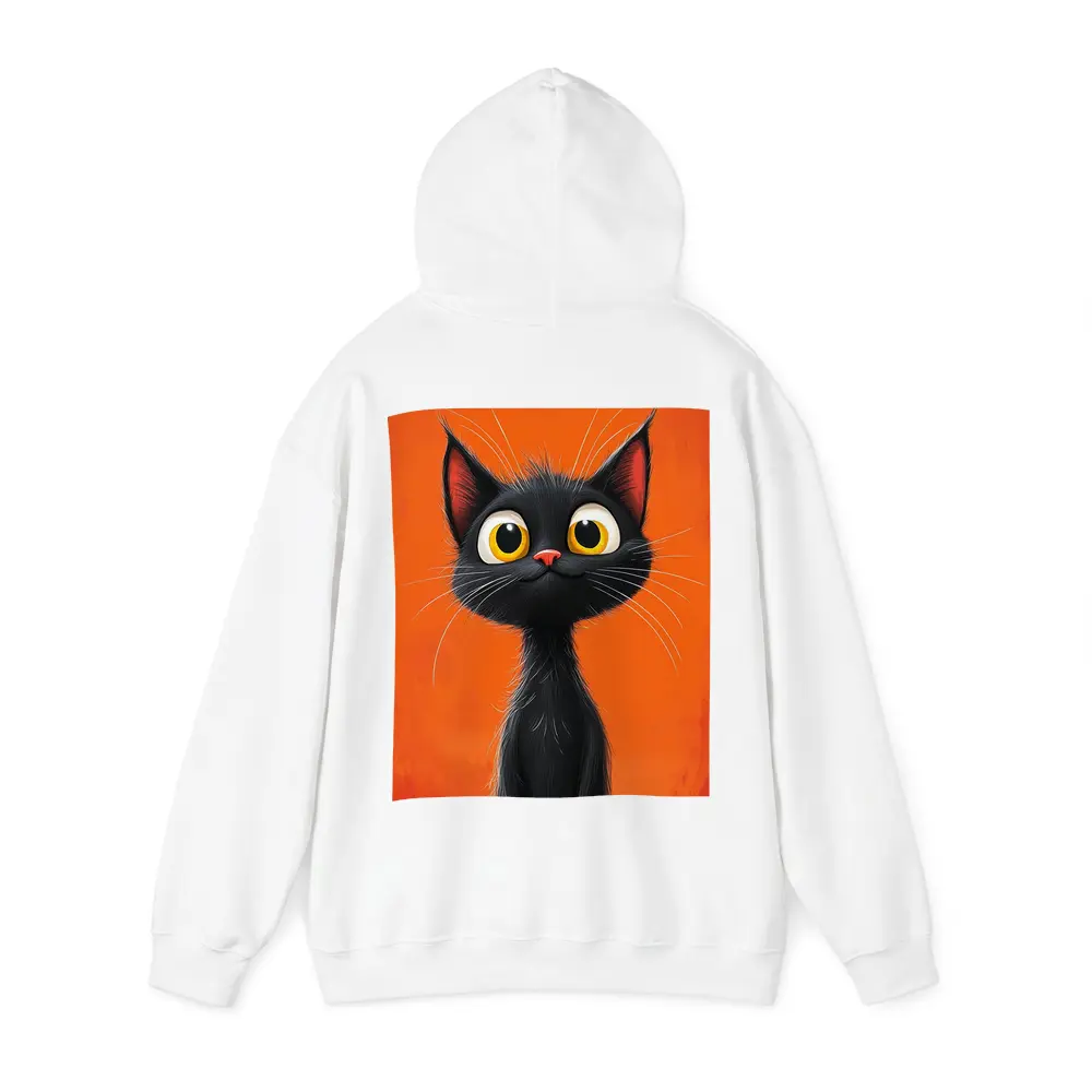 Cartoon Black Cat Orange Background Art – Hoodies
