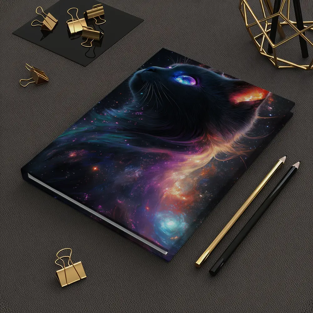 Black Cat Galaxy Space Cosmic Fantasy Art – Notebooks