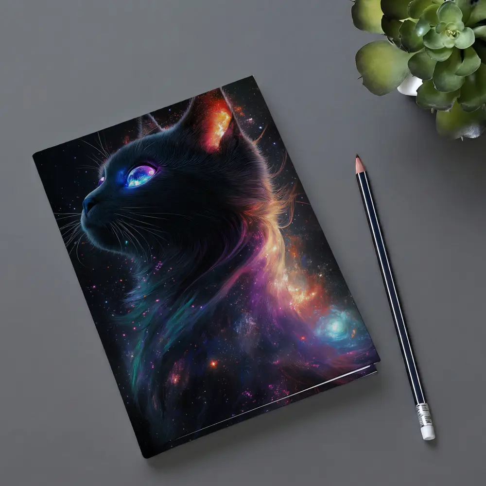 Black Cat Galaxy Space Cosmic Fantasy Art – Notebooks