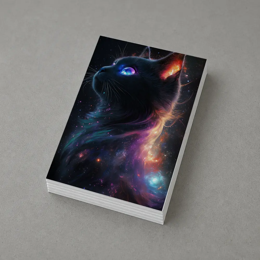 Black Cat Galaxy Space Cosmic Fantasy Art – Postcards