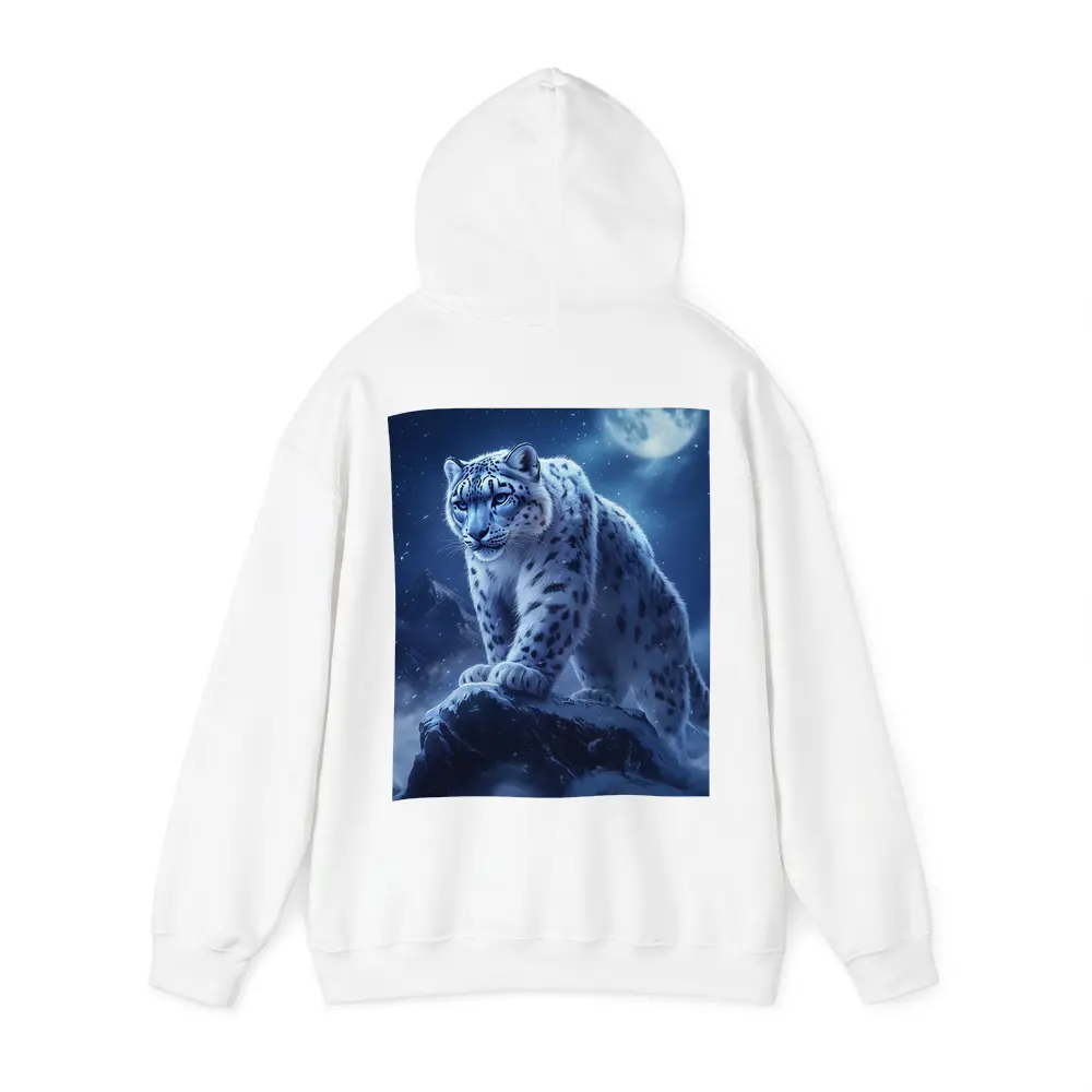 Snow Leopard On Rock Moonlit Night – Hoodies