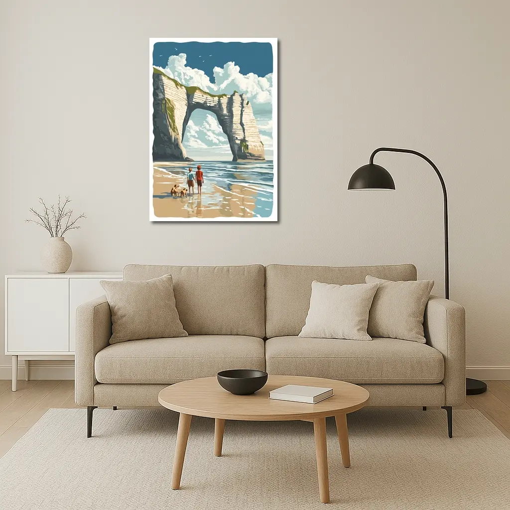 Etretat Cliffs Beach Walk Retro Travel Art – Wall Art