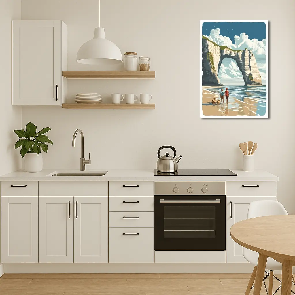 Etretat Cliffs Beach Walk Retro Travel Art – Wall Art
