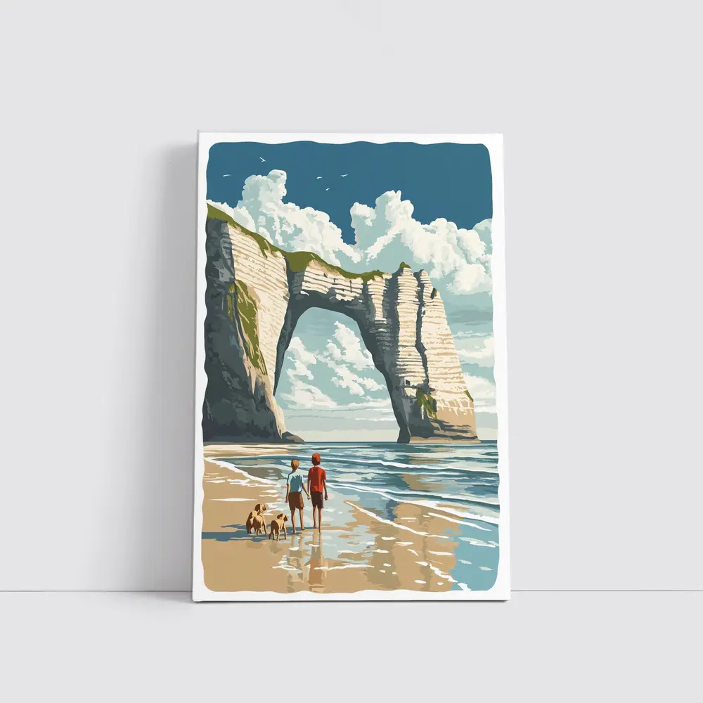 Etretat Cliffs Beach Walk Retro Travel Art – Wall Art