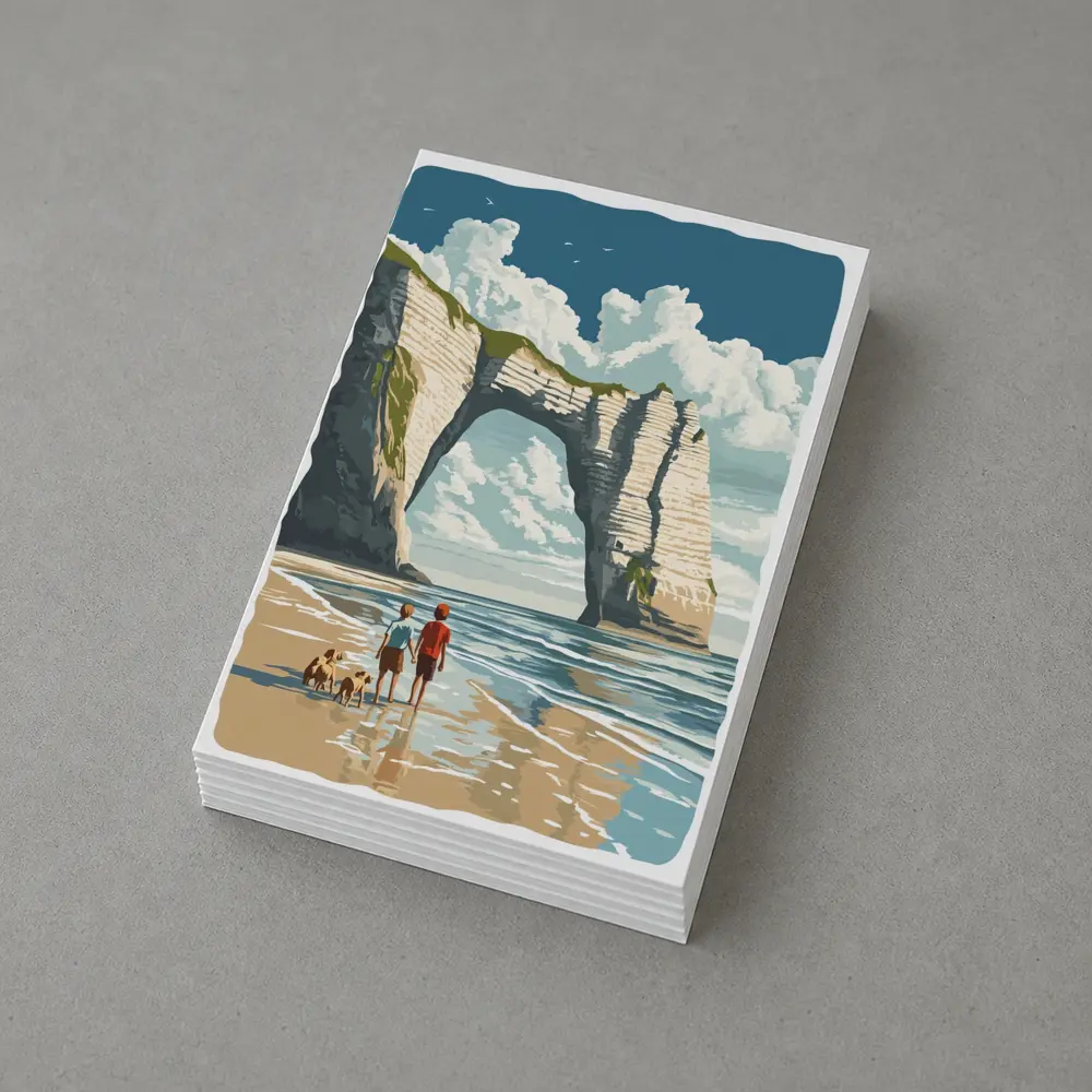 Etretat Cliffs Beach Walk Retro Travel Art – Postcards