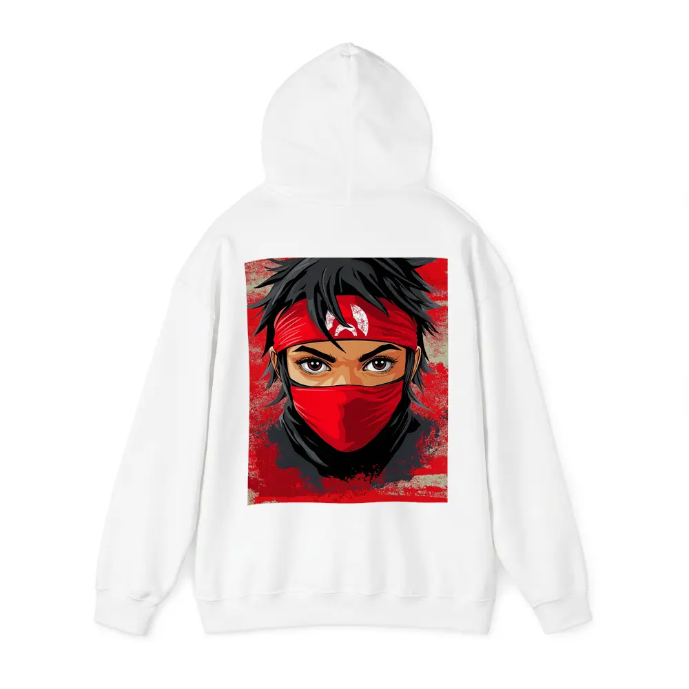 Red Ninja Warrior Anime Art Bold Background – Hoodies