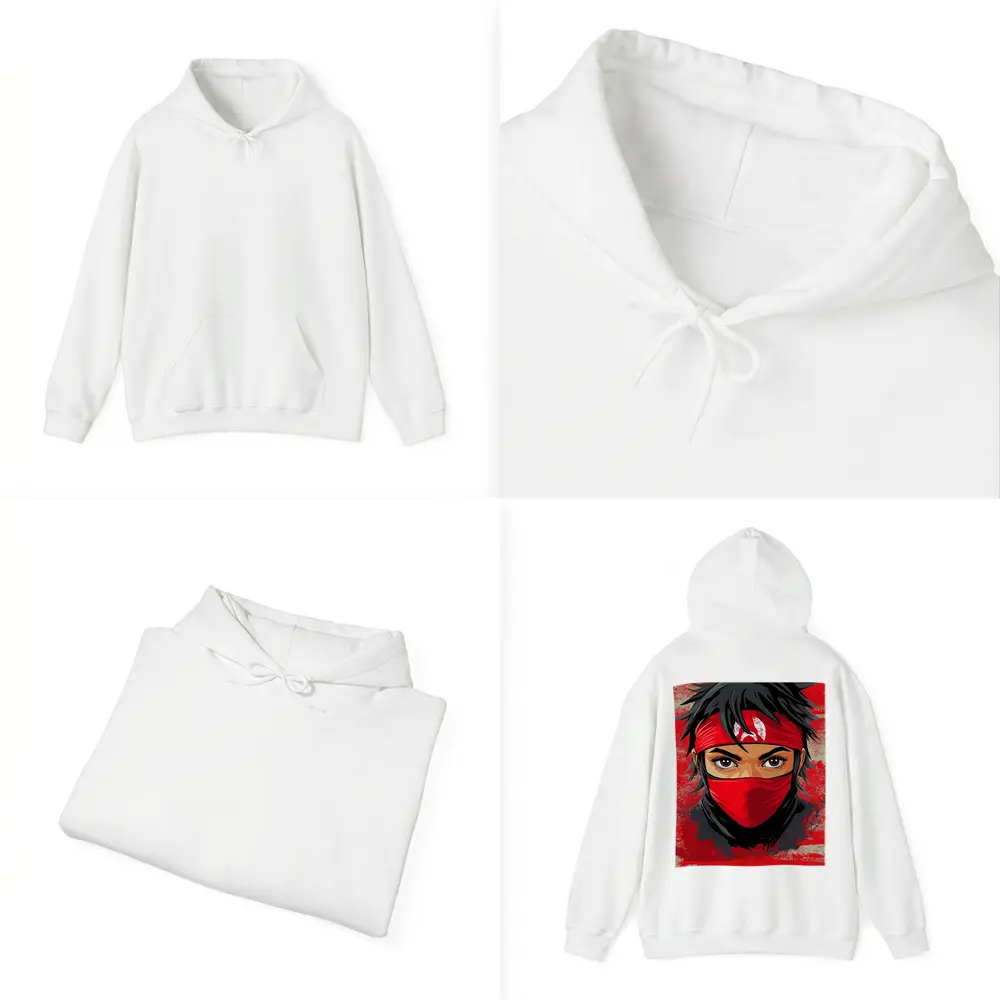 Red Ninja Warrior Anime Art Bold Background – Hoodies