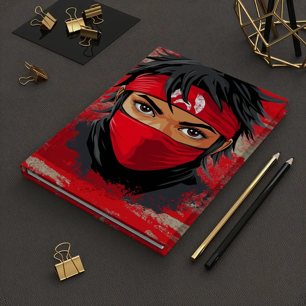 Red Ninja Warrior Anime Art Bold Background – Notebooks