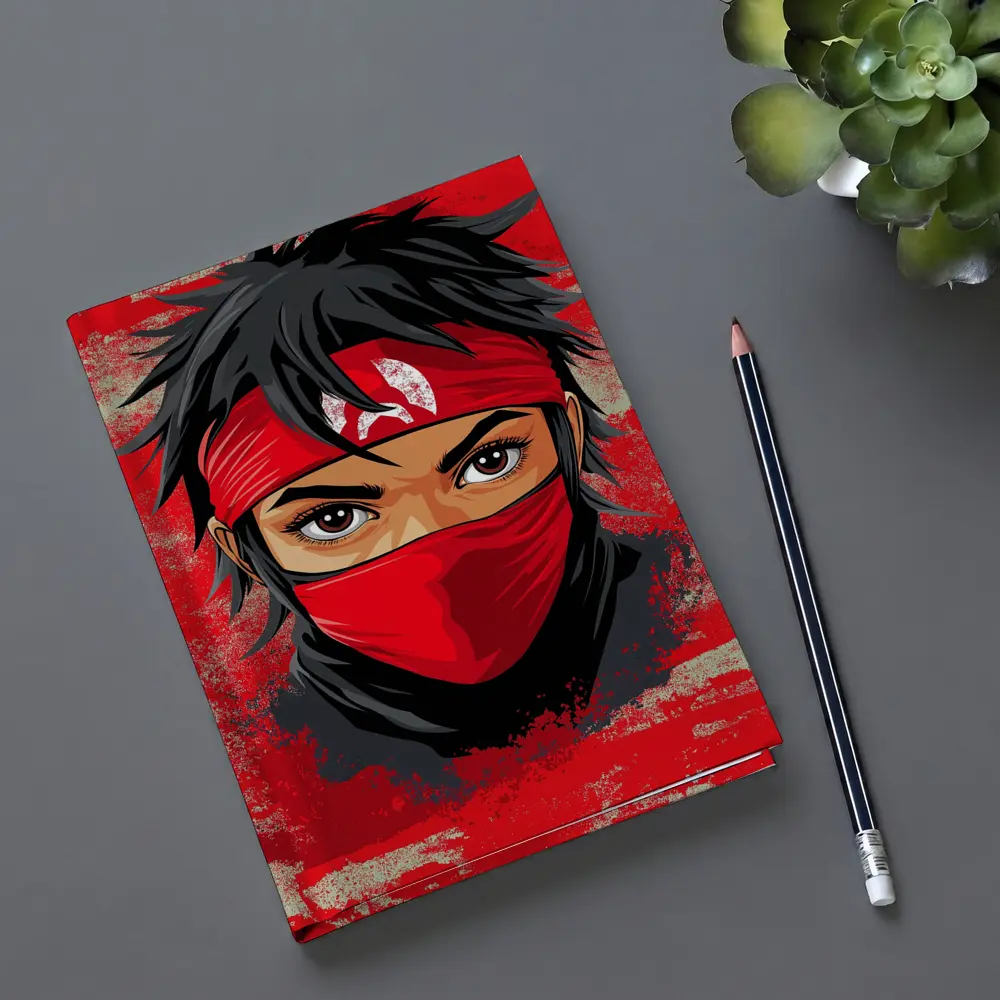 Red Ninja Warrior Anime Art Bold Background – Notebooks