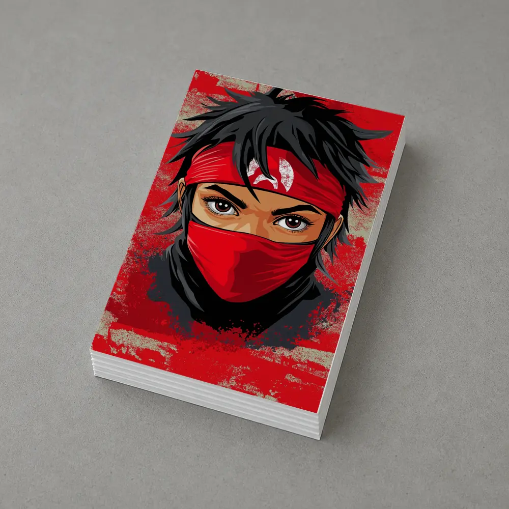 Red Ninja Warrior Anime Art Bold Background – Postcards