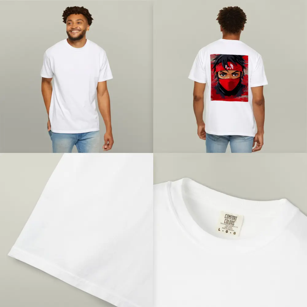 Red Ninja Warrior Anime Art Bold Background – T-Shirts
