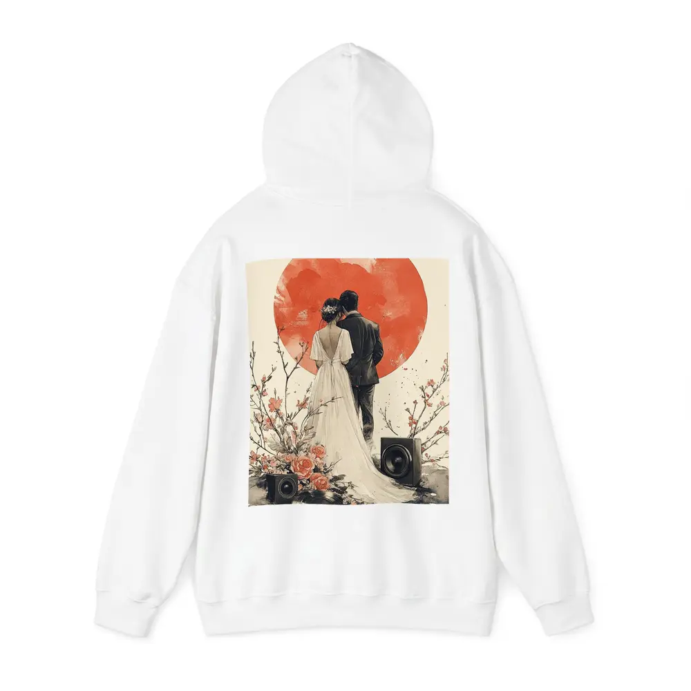 Wedding Couple Cherry Blossoms Red Circle Art – Hoodies