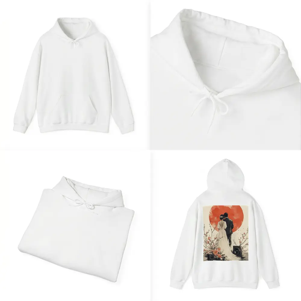 Wedding Couple Cherry Blossoms Red Circle Art – Hoodies