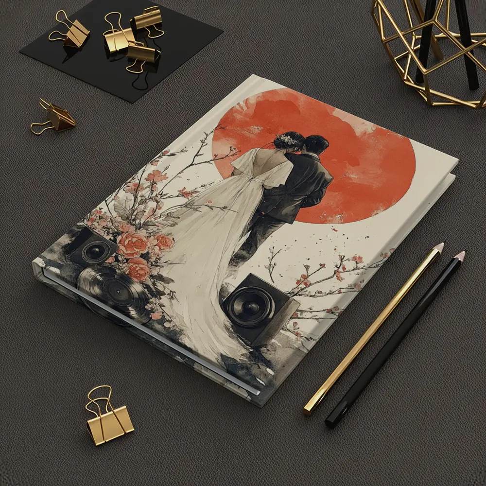 Wedding Couple Cherry Blossoms Red Circle Art – Notebooks