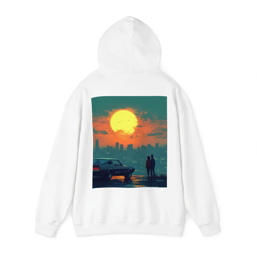 Ford Mustang Couple City Sunset Retro Art – Hoodies