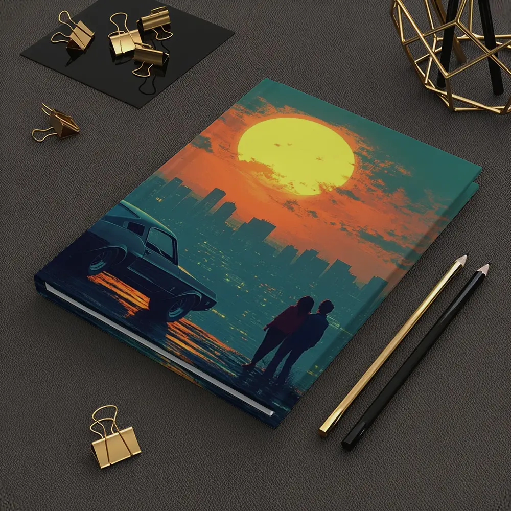 Ford Mustang Couple City Sunset Retro Art – Notebooks