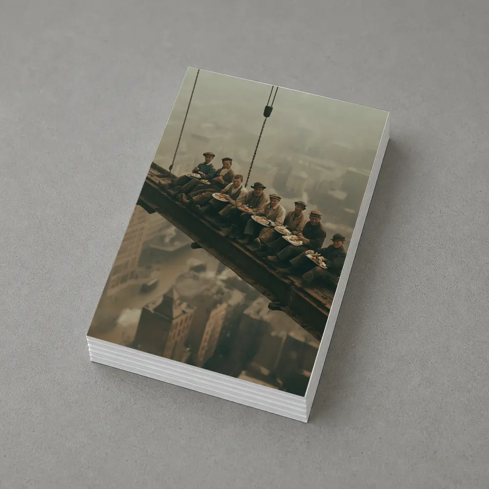 Workers Eating Lunch On Steel Beam Cityscape – Postcards