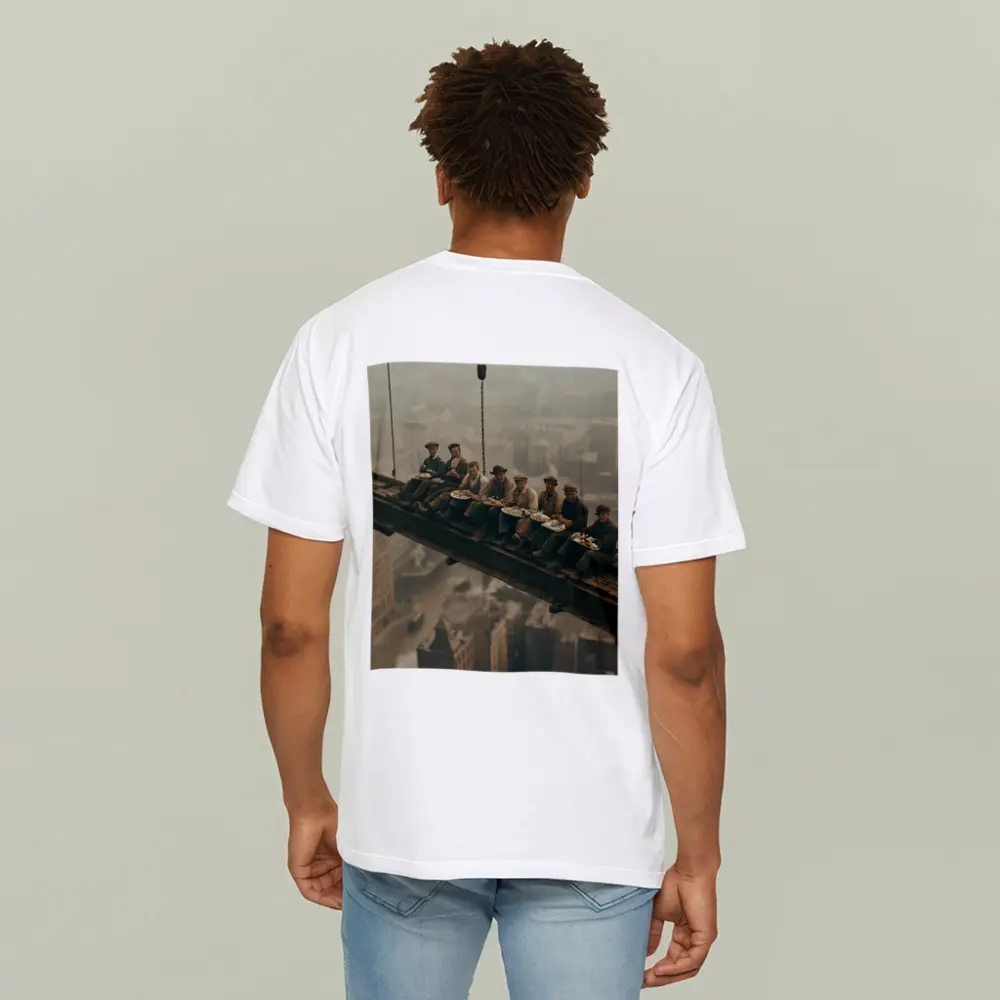 Workers Eating Lunch On Steel Beam Cityscape – T-Shirts