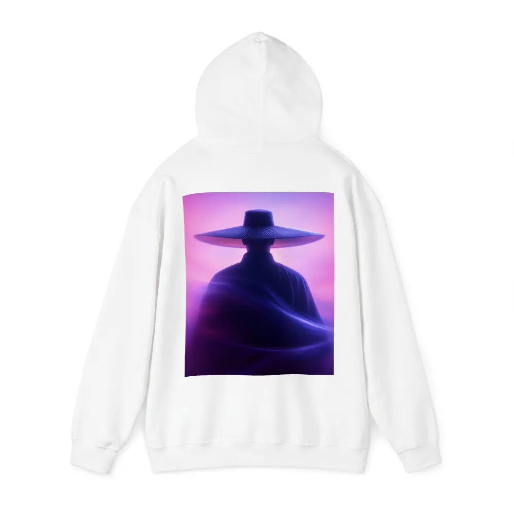 Samurai Figure Purple Neon Mist Background – Hoodies