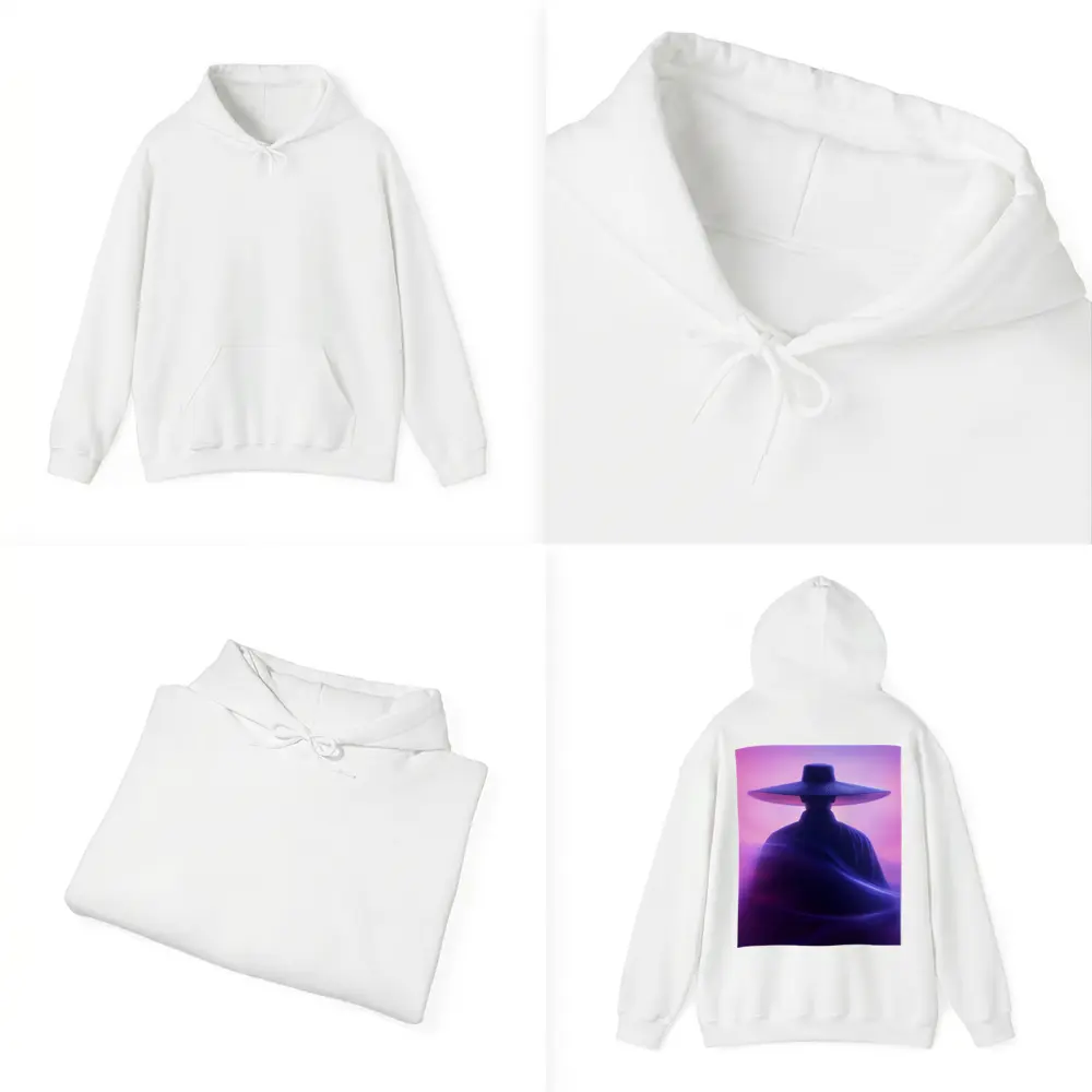 Samurai Figure Purple Neon Mist Background – Hoodies