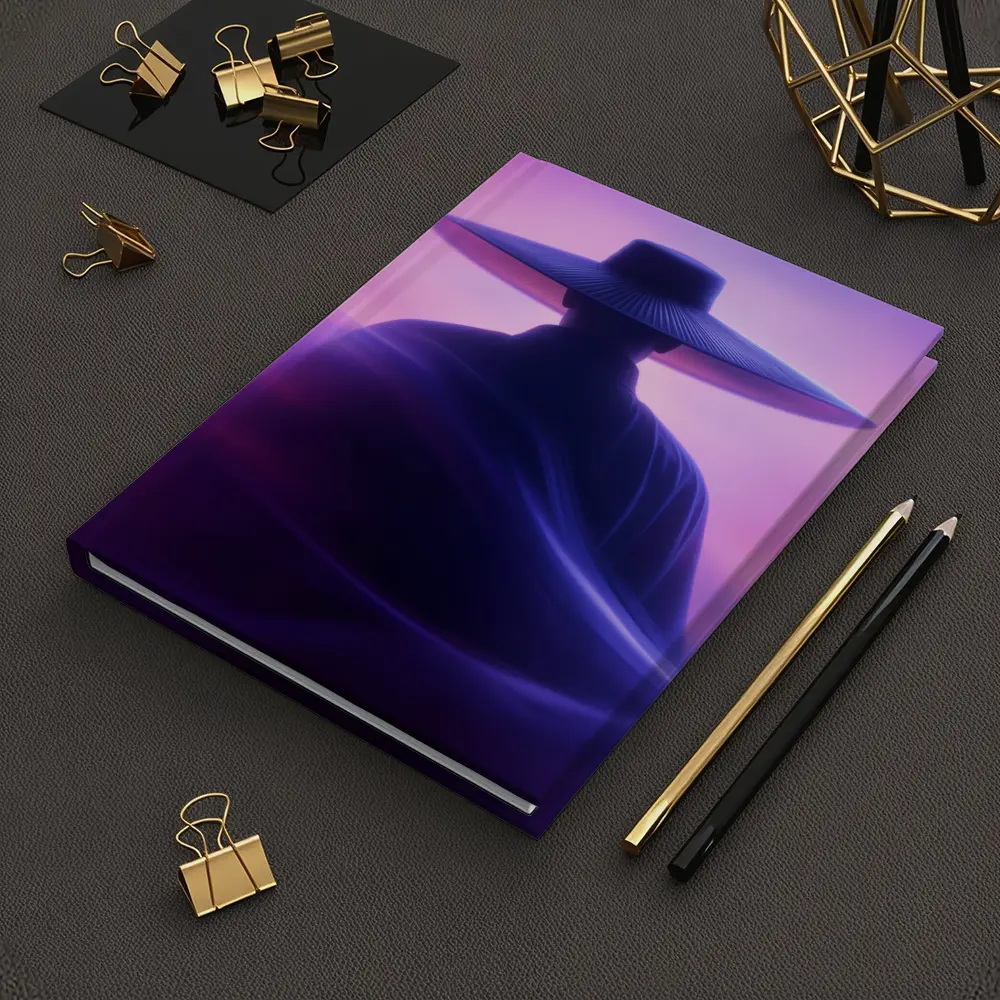 Samurai Figure Purple Neon Mist Background – Notebooks