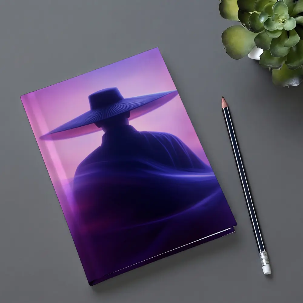 Samurai Figure Purple Neon Mist Background – Notebooks