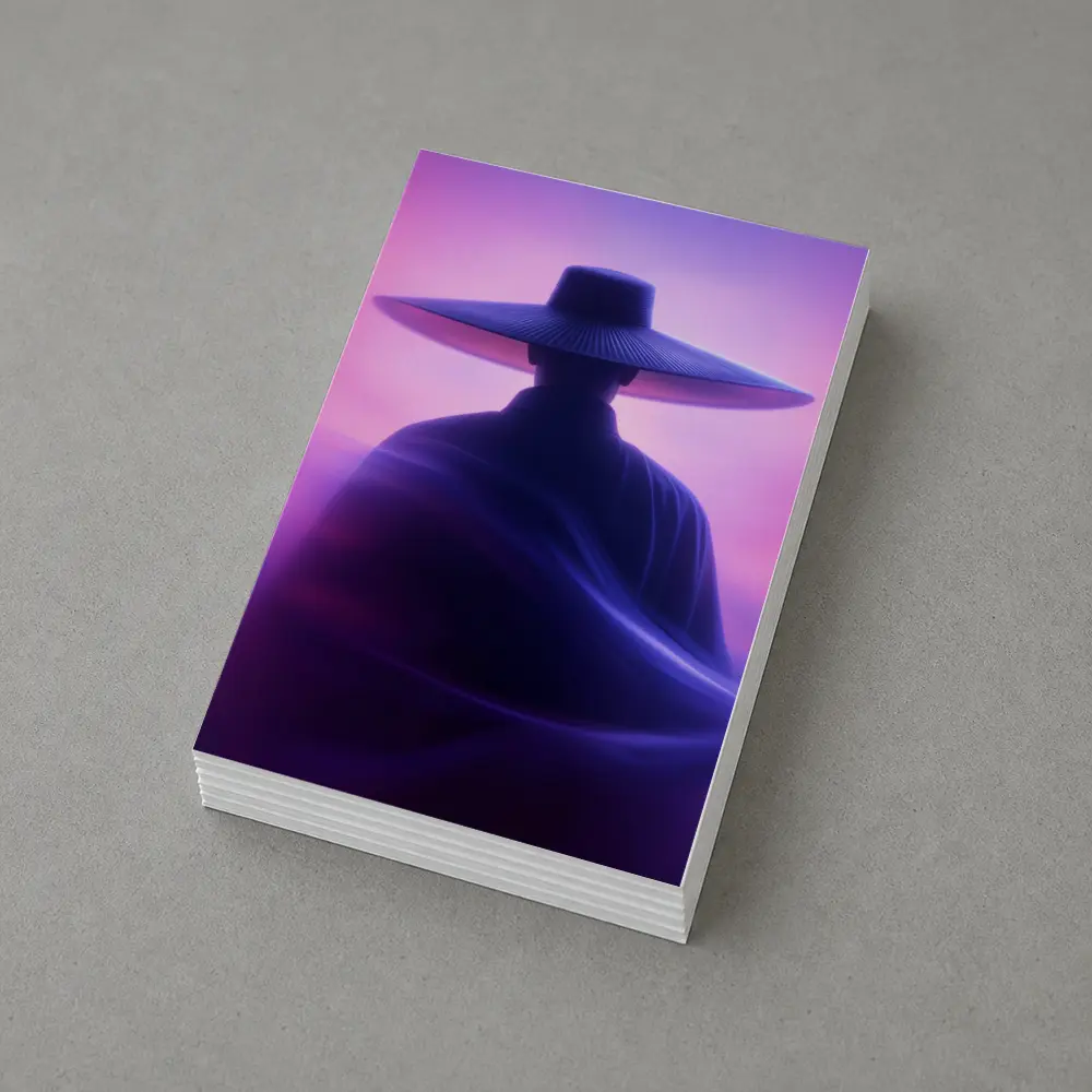 Samurai Figure Purple Neon Mist Background – Postcards