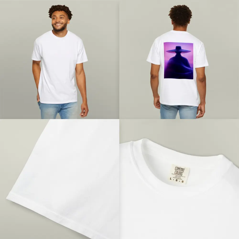 Samurai Figure Purple Neon Mist Background – T-Shirts