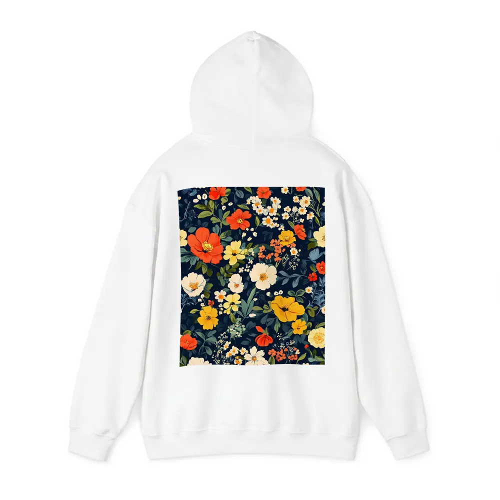 Bold Floral Pattern on Dark Navy Background – Hoodies