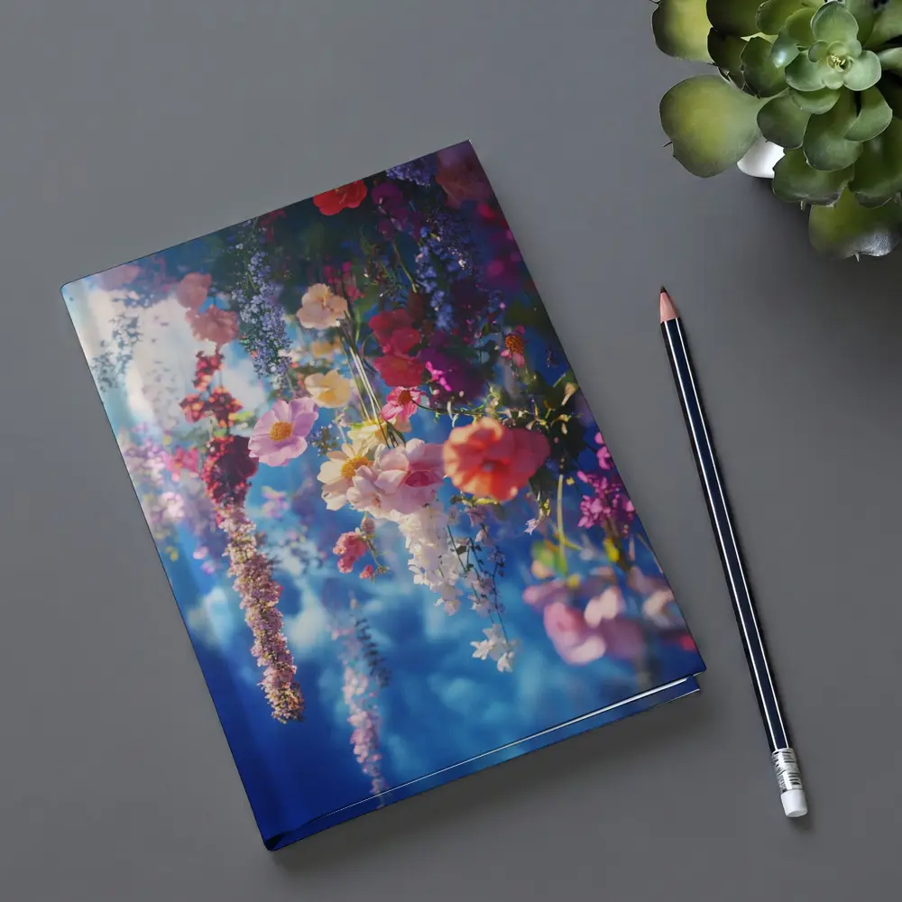 Hanging Mixed Flowers Blue Sky Background – Notebooks