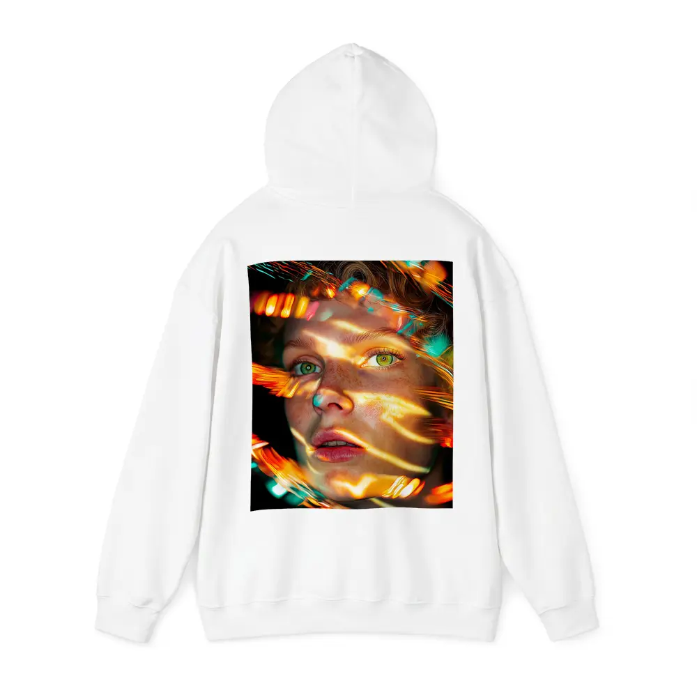 Woman Face Neon Light Trails Portrait – Hoodies