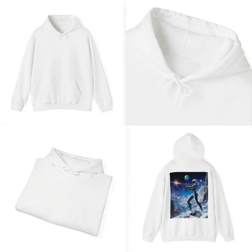 Sci Fi Woman Warrior Shooting On Alien Planet – Hoodies