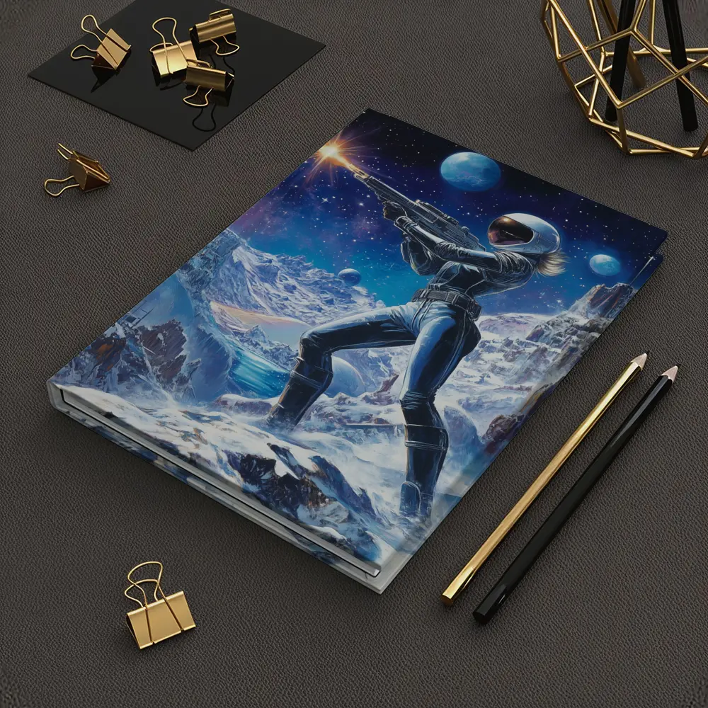 Sci Fi Woman Warrior Shooting On Alien Planet – Notebooks