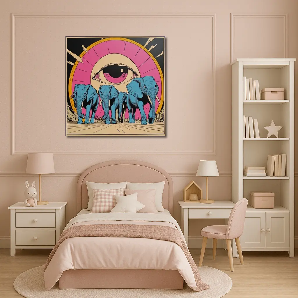Blue Elephants Giant Eye Pop Art – Wall Art