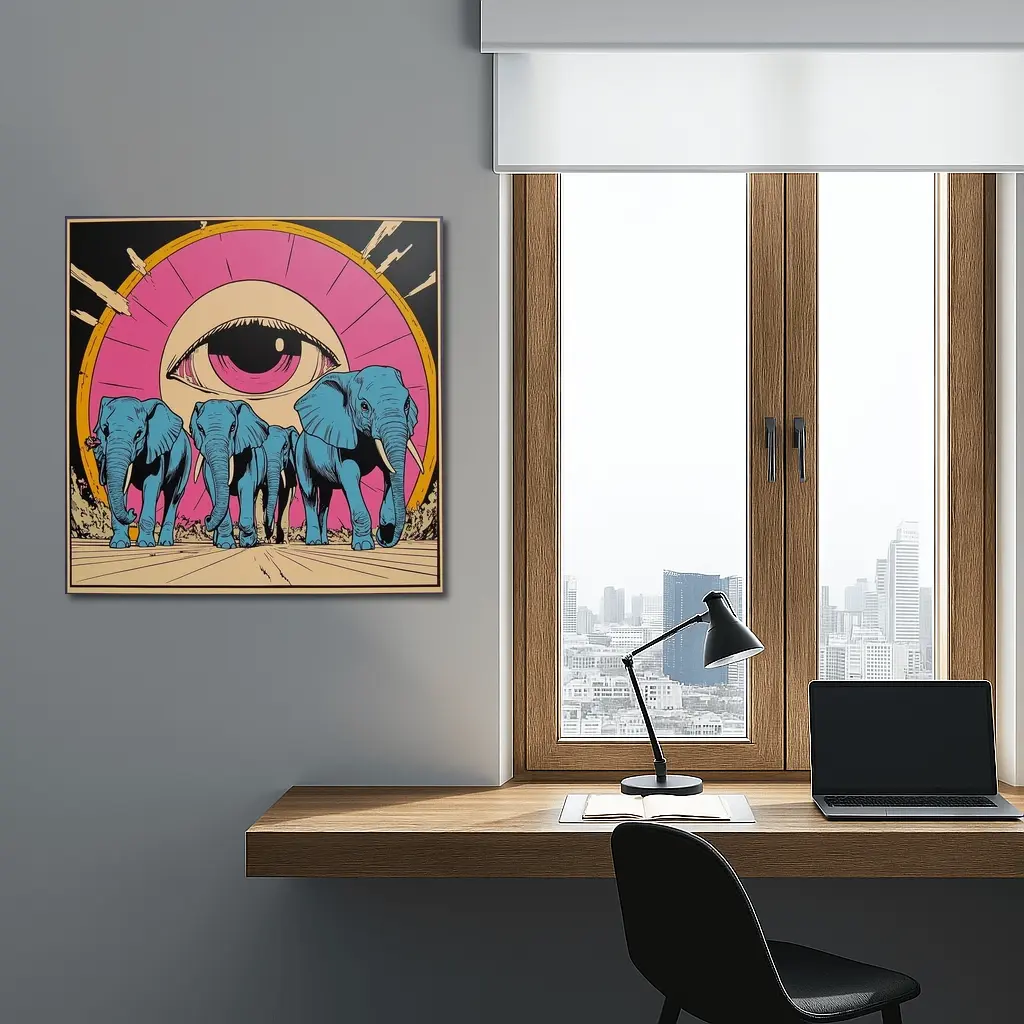 Blue Elephants Giant Eye Pop Art – Wall Art