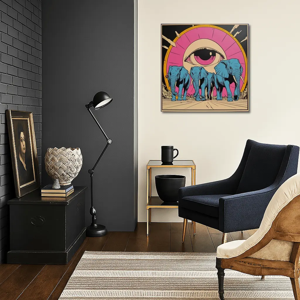 Blue Elephants Giant Eye Pop Art – Wall Art
