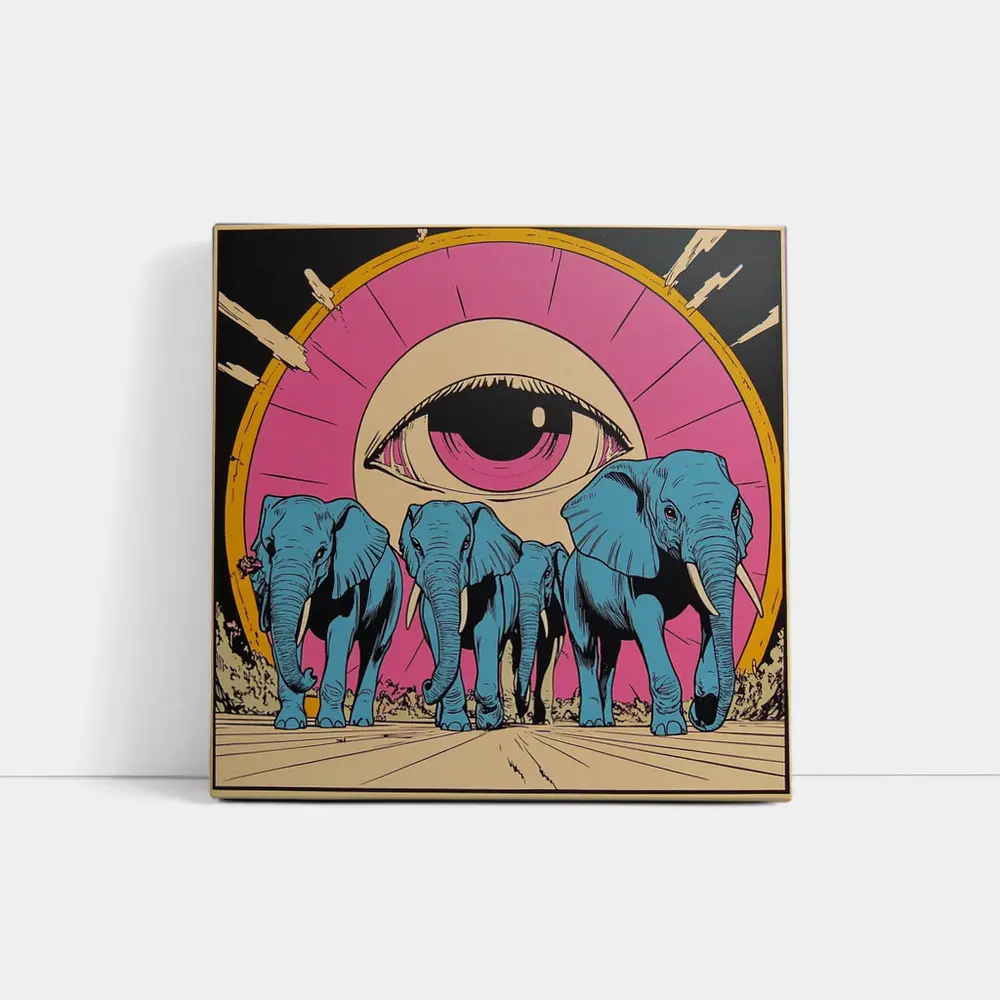 Blue Elephants Giant Eye Pop Art – Wall Art