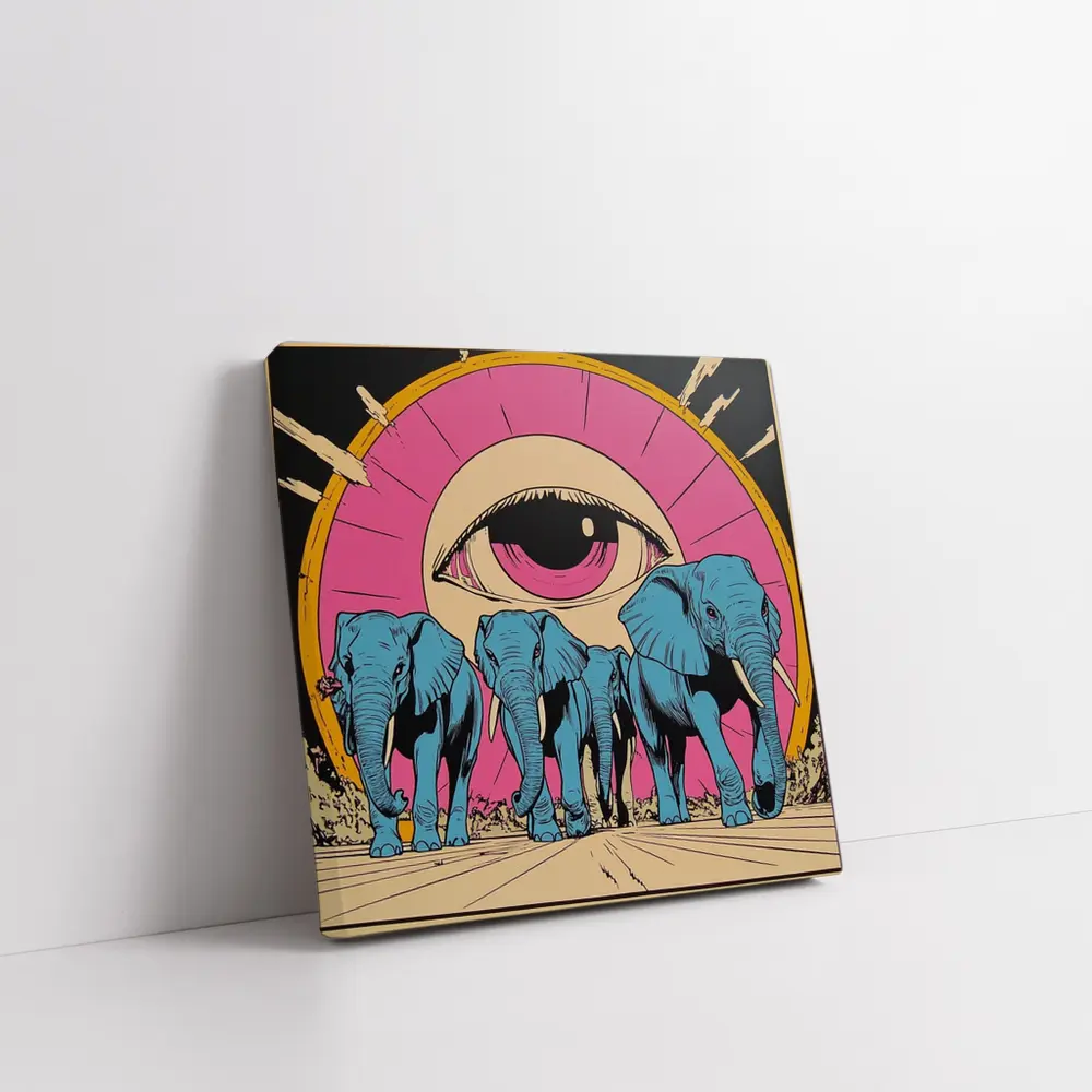Blue Elephants Giant Eye Pop Art – Wall Art