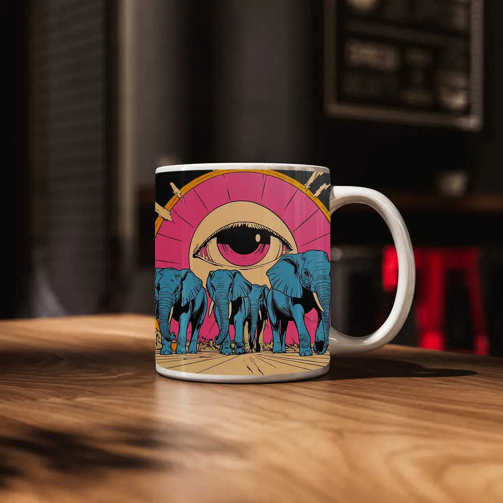 Blue Elephants Giant Eye Pop Art – Mugs