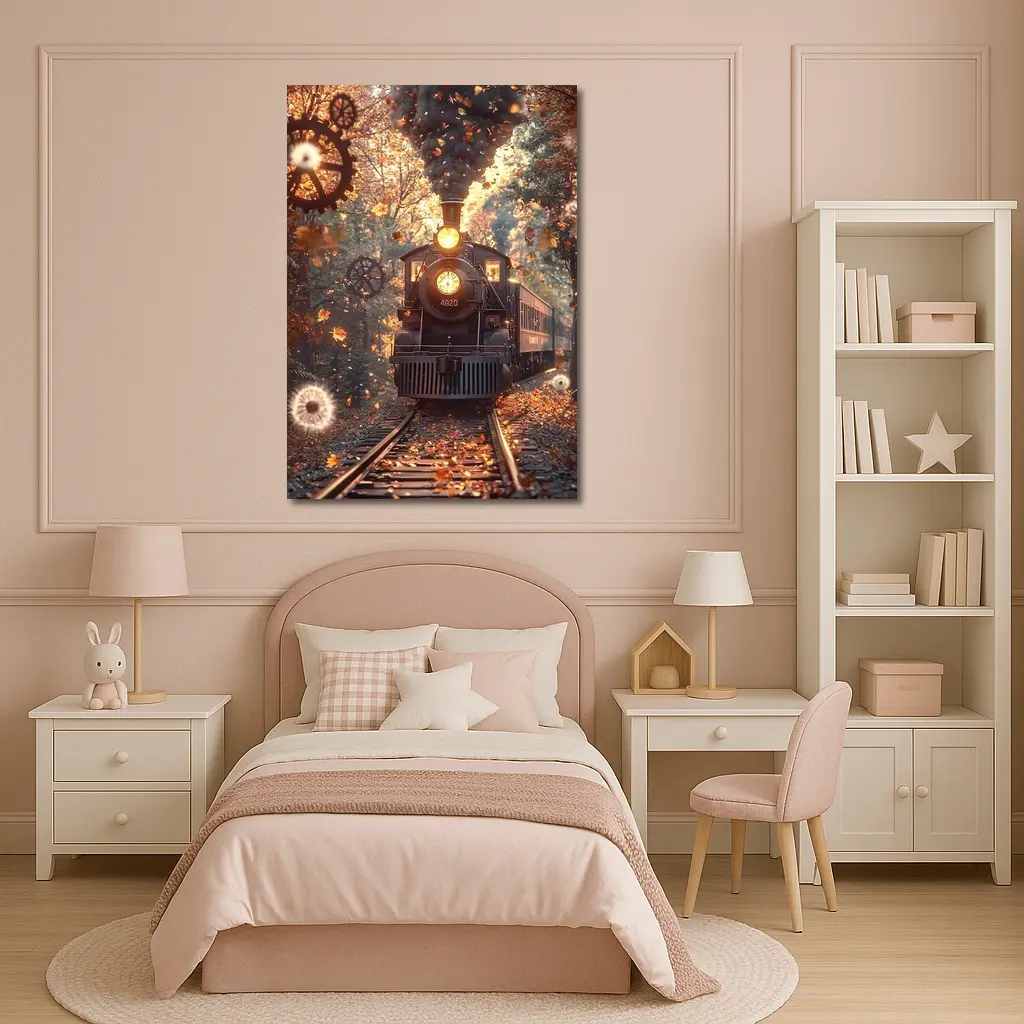 Vintage Steam Train Autumn Forest Steampunk – Wall Art