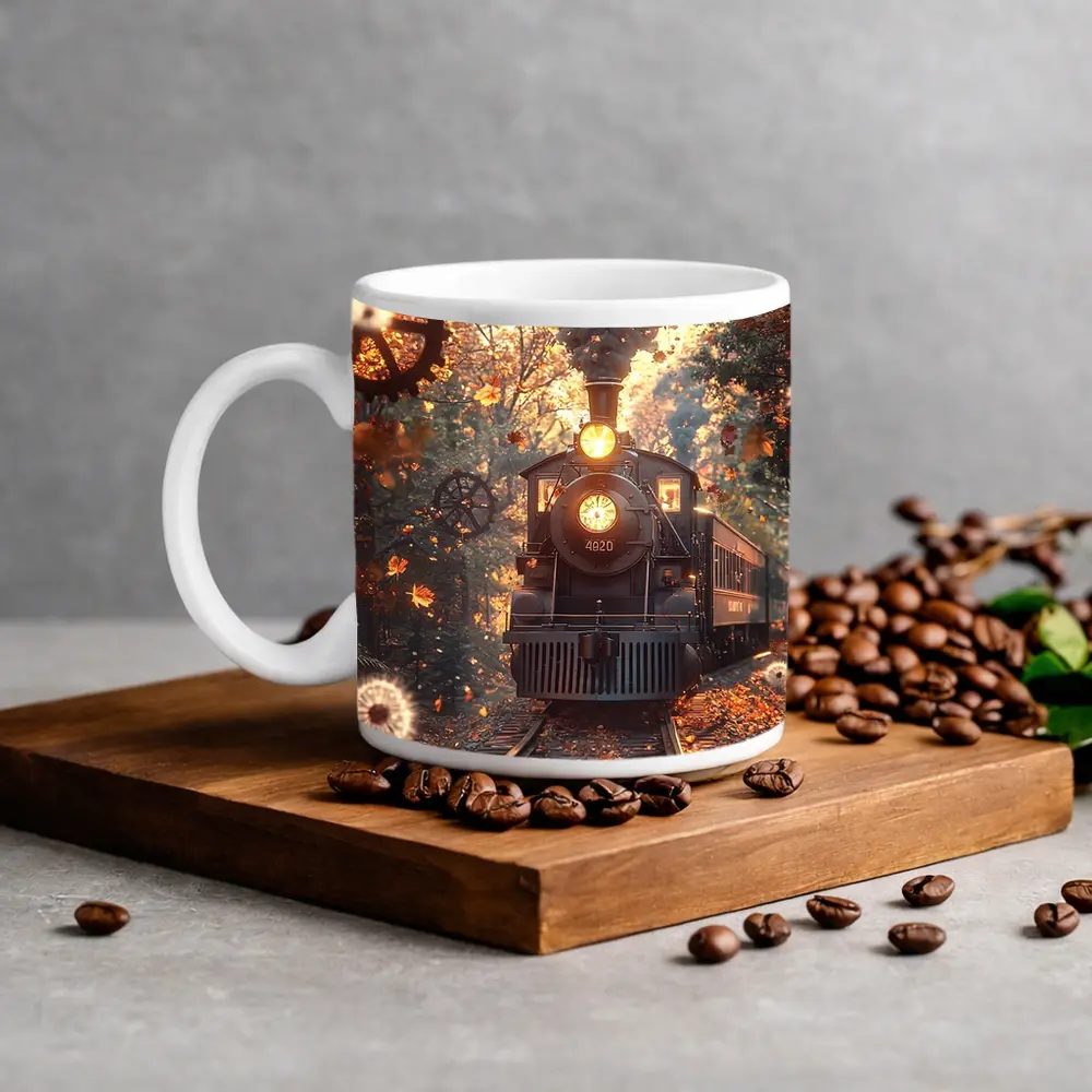 Vintage Steam Train Autumn Forest Steampunk – Mugs