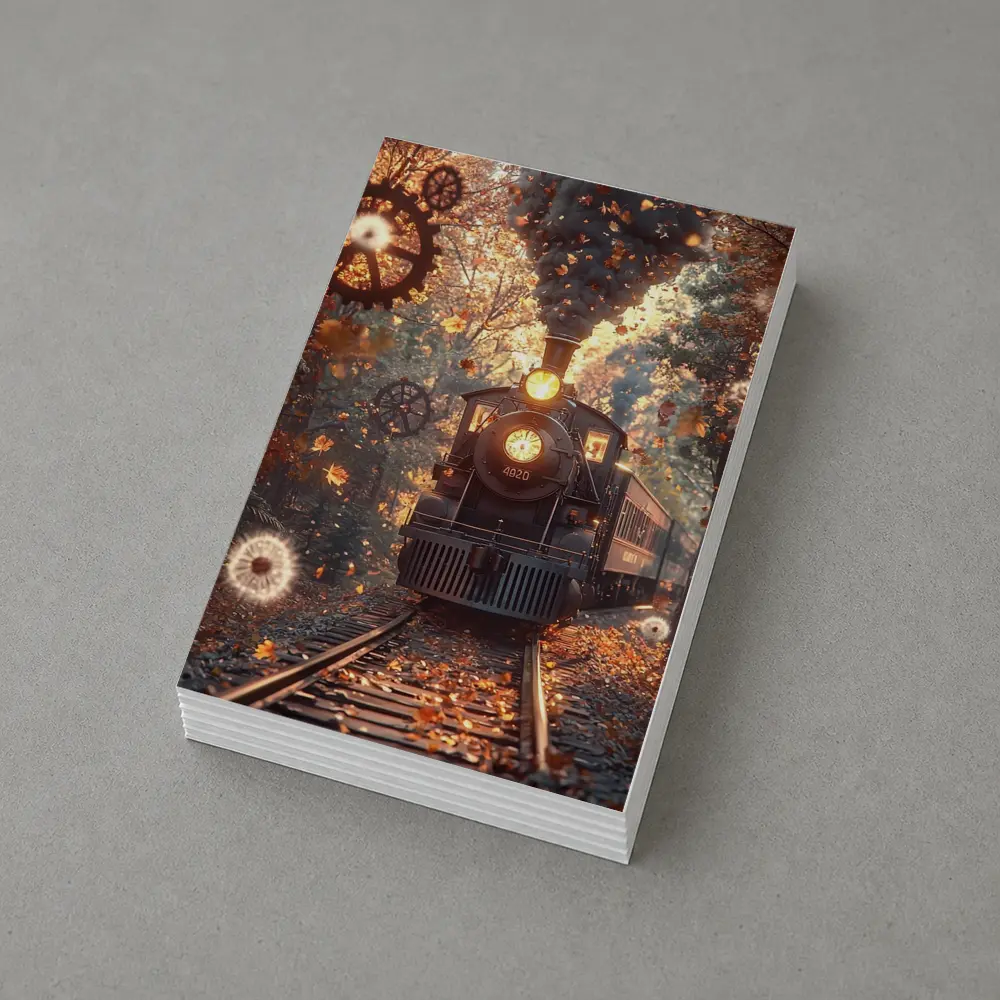 Vintage Steam Train Autumn Forest Steampunk – Postcards